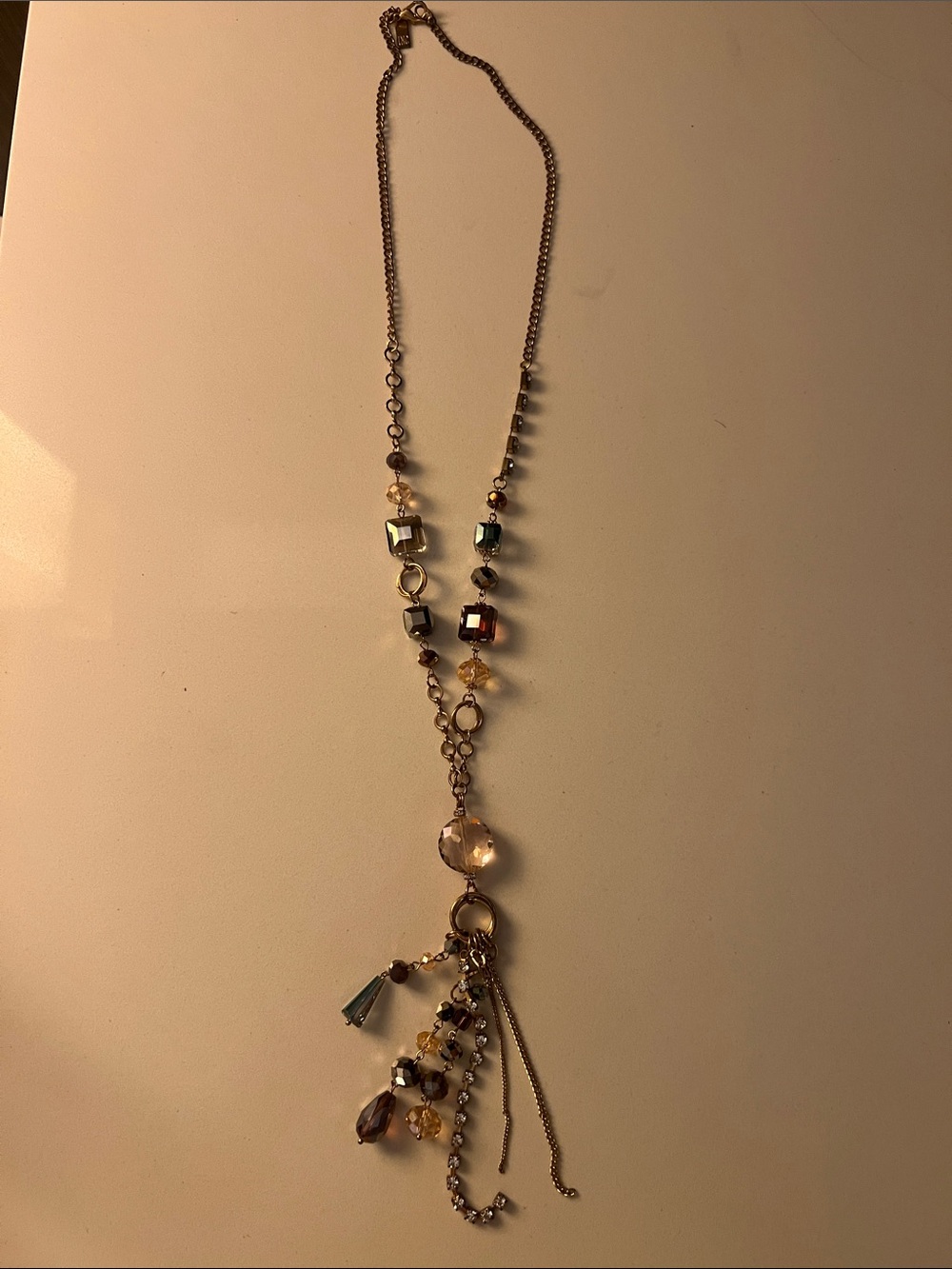 Gold-Tone Multi-Bead Tassel Necklace - Gold